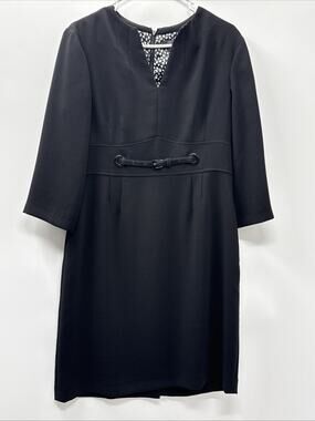 Tahari Dress Black Women’s Size 12 Petite 3/4 Sleeves Office Casual Fully Lined